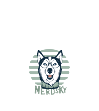 Nerdsky Husky model negru pe tricou