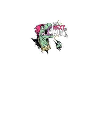 'I''m Rexy and I know it - tricou dinozaur amuzant' model alb pe tricou