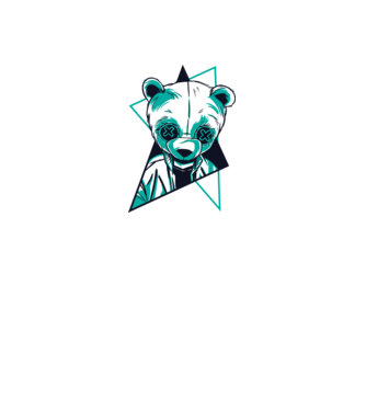 Panda Neon model alb pe tricou
