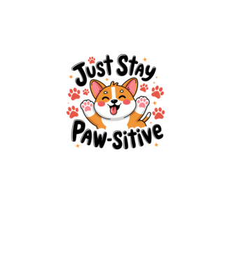 Just Stay Paw-sitive Alb model alb pe tricou