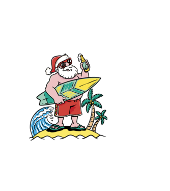 Santa Claus Summer model alb pe tricou