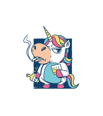 Unicorn rebel model alb pe tricou