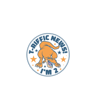 'T-rex Terrific news i''m 2' model turcoaz pe tricou