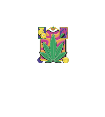 Hippy Cannabis model negru pe tricou