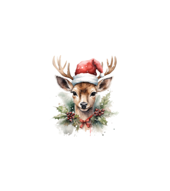 Festive Reindeer model alb pe tricou