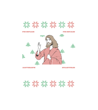 'Go Jesus, It''s Your Birthday Ugly Sweater' model alb pe tricou