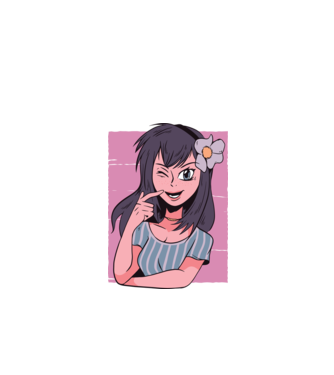 Fată Anime model negru pe tricou