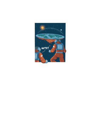 Astronaut Pământ plat model negru pe tricou
