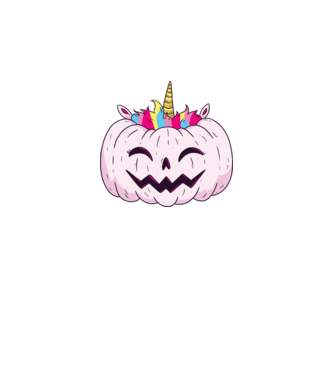 Unicorn Dovleac Halloween model albastru închis pe tricou