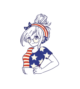 fată Americană Anime model alb pe tricou