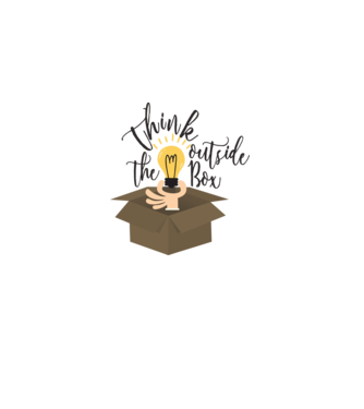 Think outside of the box model alb pe tricou
