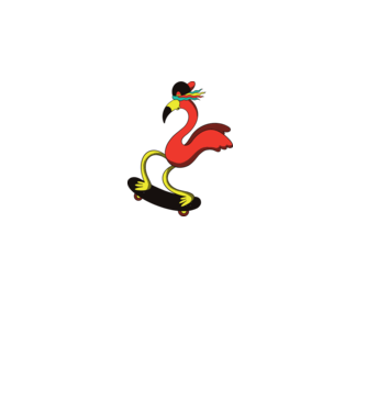 Flamingo Skateboarder model alb pe tricou