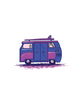 Mașină de camping model alb pe tricou
