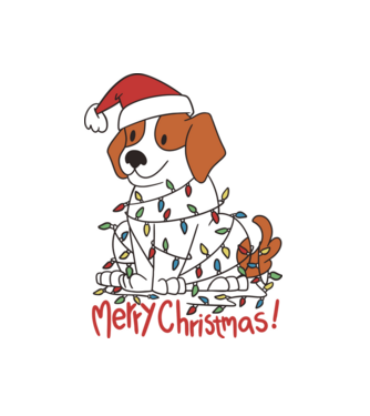 Beagle Crăciun Fericit! model alb pe tricou