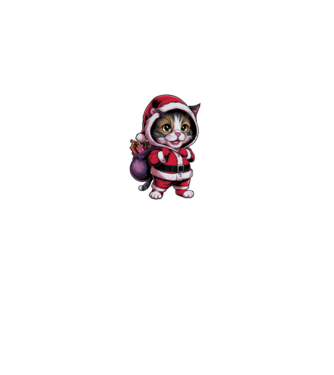 Santa Cat model negru pe tricou