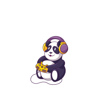 Gamer Panda model verde de măr pe tricou