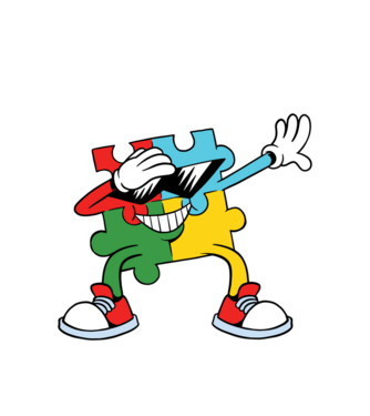 Autist DAB Puzzle model alb pe tricou