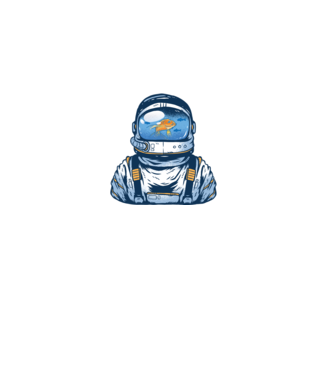 Peștișor auriu Astronaut model negru pe tricou