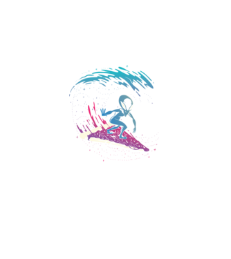 Alien Pizza Surf tricou amuzant model negru pe tricou