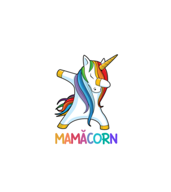 mamăcorn model alb pe tricou
