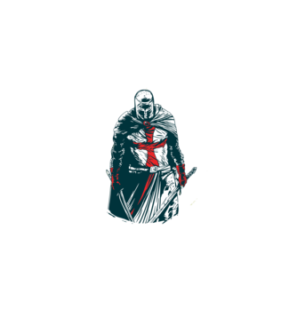 Cavaler Templier model alb pe tricou