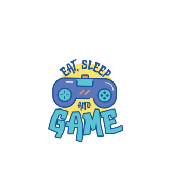 Eat Sleep and Game model alb pe tricou