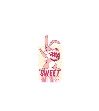 Sweet Happiness pentru Paște tricou cu iepuraș model albastru închis pe tricou