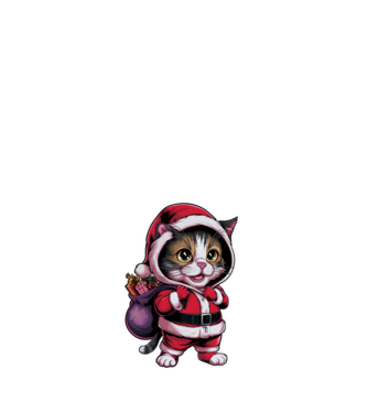 Santa Cat model alb pe tricou