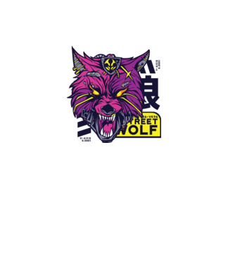 Cap de lup Cyberpunk model gri pe tricou