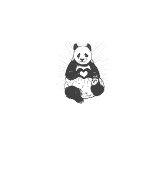 Inimă panda model alb pe tricou