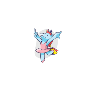 Unicorn Balet dans model negru pe tricou