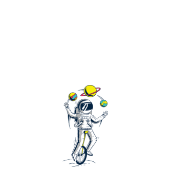 Jongler Astronaut model nisipiu pe tricou