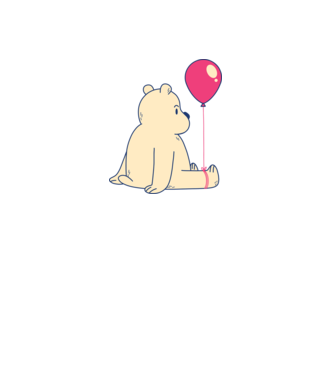 Teddy Drăguț cu Balon model alb pe tricou