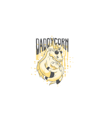 Daddycorn - Tată Unicorn model negru pe tricou