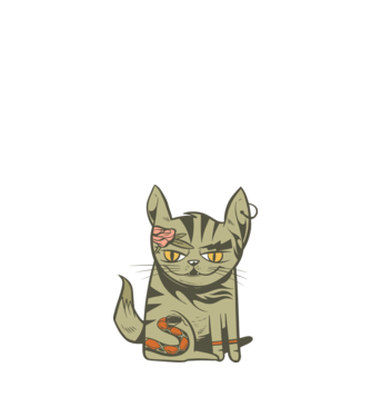 Pisoi tatuat model alb pe tricou