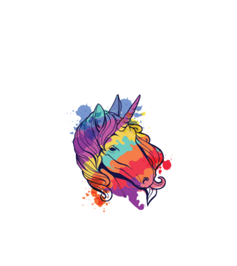 Curcubeu colorat Unicorn tricou model alb pe tricou
