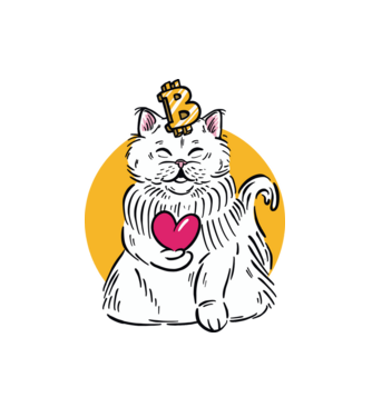 Pisică Bitcoin model alb pe tricou