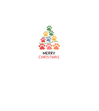 Merry Christmas Paws Alb model alb pe tricou