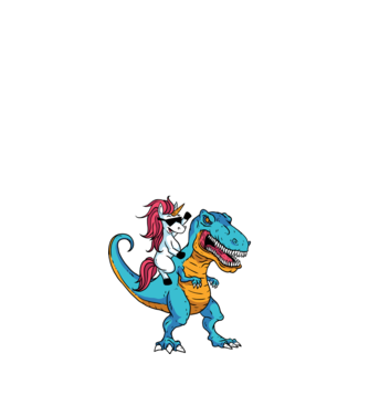 Unicorn cu dinozaur tricou amuzant model negru pe tricou