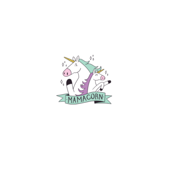 Mamacorn model alb pe tricou