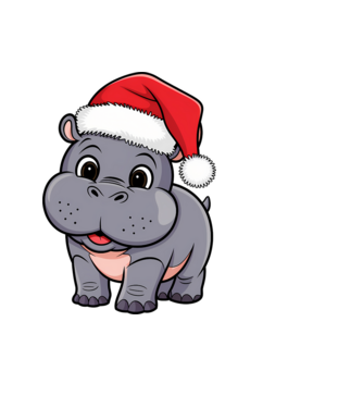 Crăciun Hippo model negru pe tricou