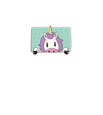 Unicorn curios model alb pe tricou
