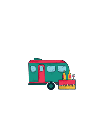 Autorulotă Camping model nisipiu pe tricou
