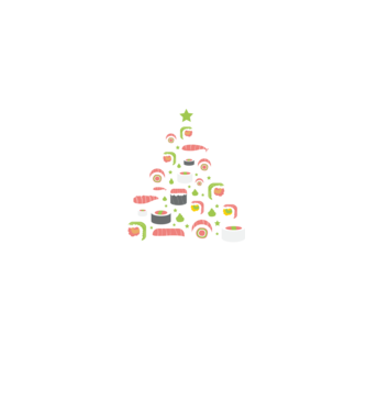 Pom de Crăciun Sushi model albastru jeanși pe tricou