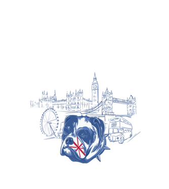 London Bulldog model alb pe tricou