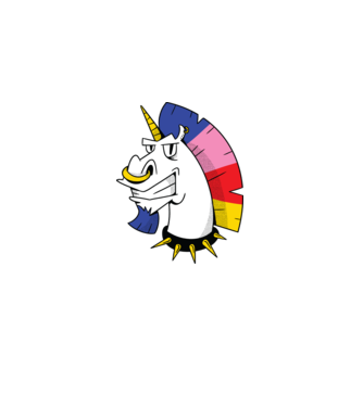 Punk unicorn model albastru deschis pe tricou