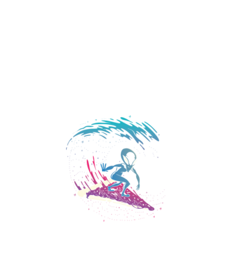 Alien Pizza Surf tricou amuzant model negru pe tricou