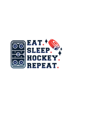 Eat Sleep Hockey Repeat model negru pe tricou