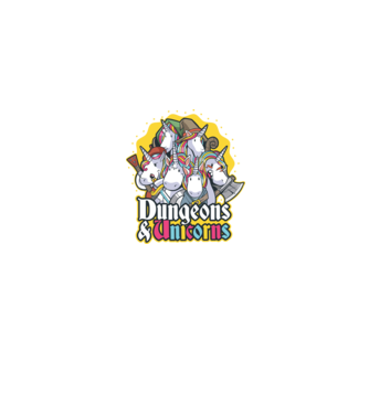 Dungeons and Unicorns model albastru jeanși pe tricou