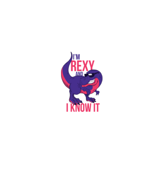 'I''m Rexy and I know it - tricou dinozaur amuzant' model alb pe tricou